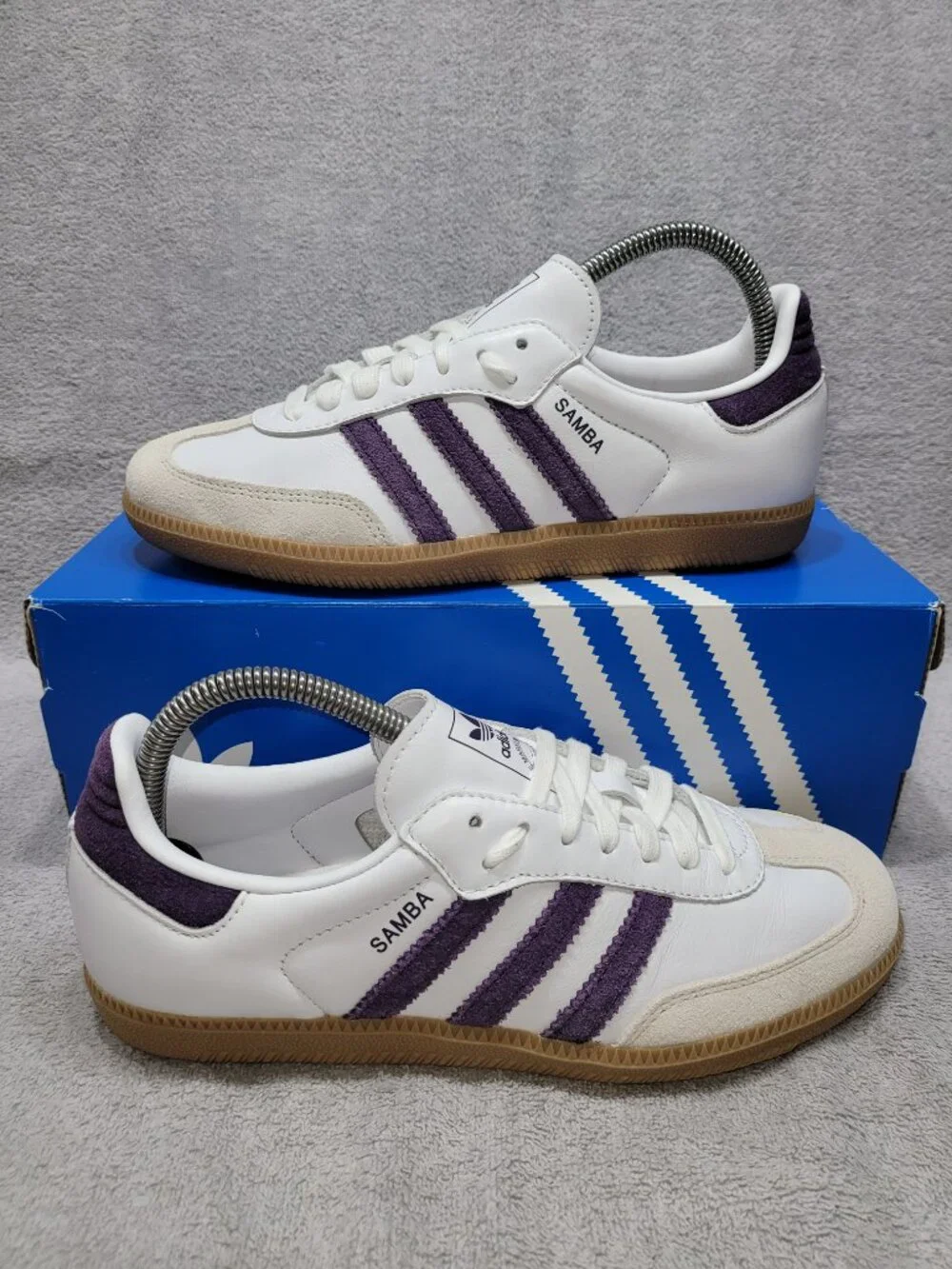 Adidas Samba OG Cloud White Alumina Plum Tan Gum Sneakers JS1392 Womens Size 7.5